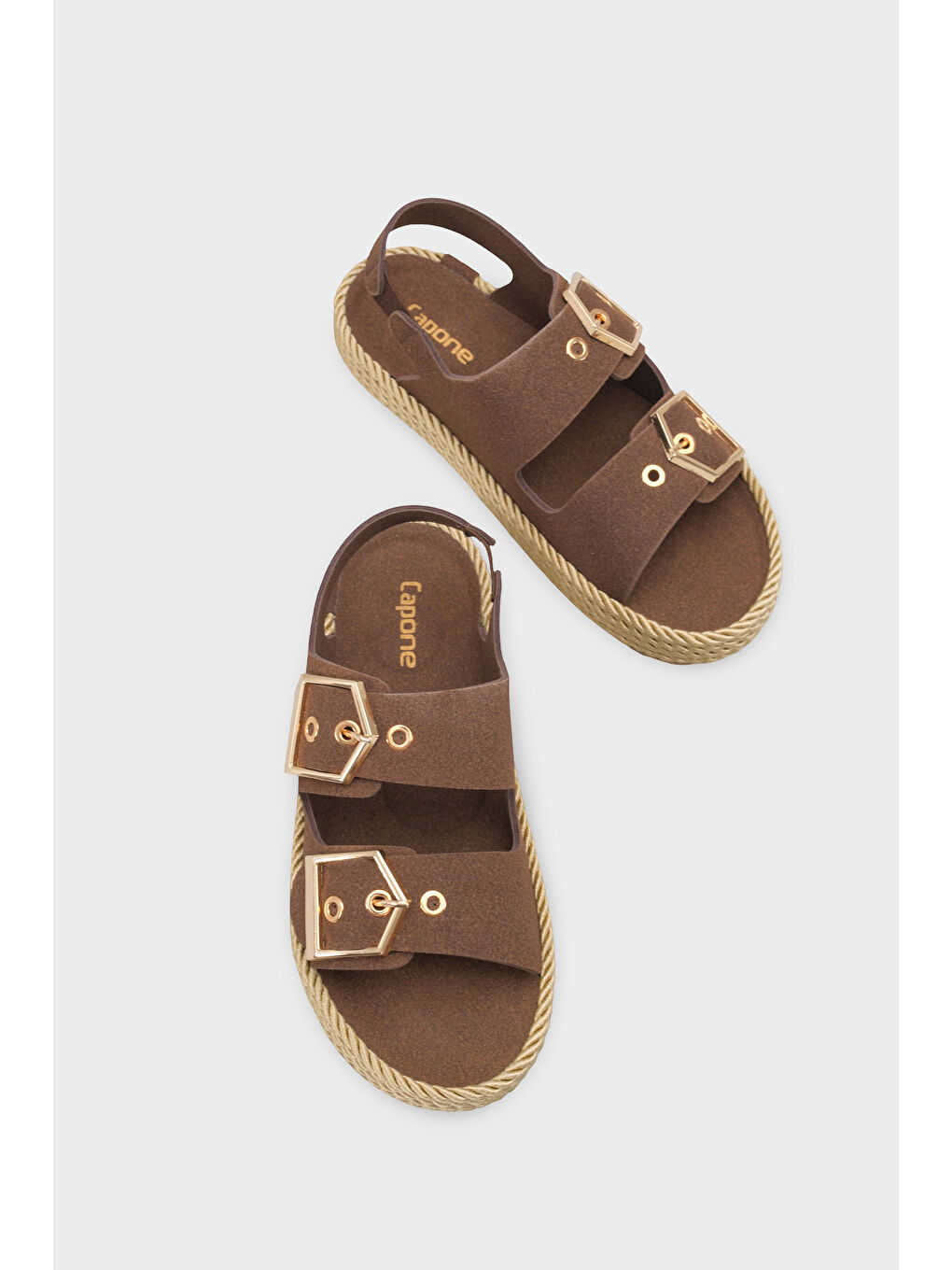 Kahverengi Faith Metal Tokalı Konfor Kadın Sandalet-5