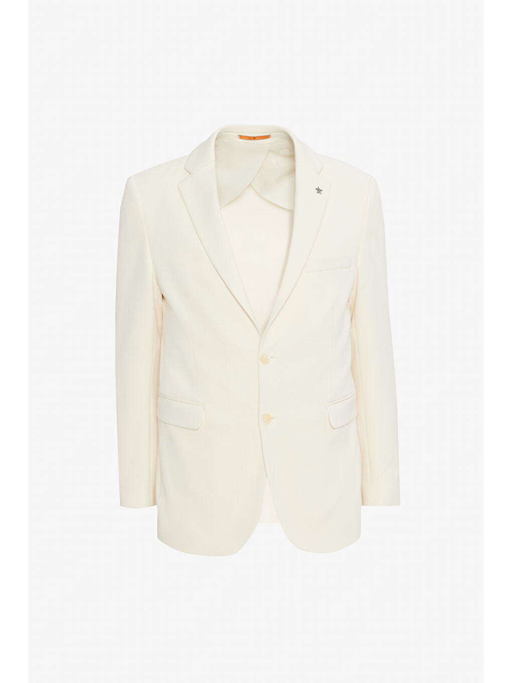 Erkek Ekru Pamuklu Slim Fit Dar Kesim Mono Yaka Kapak Cepli Esnek Blazer Ceket