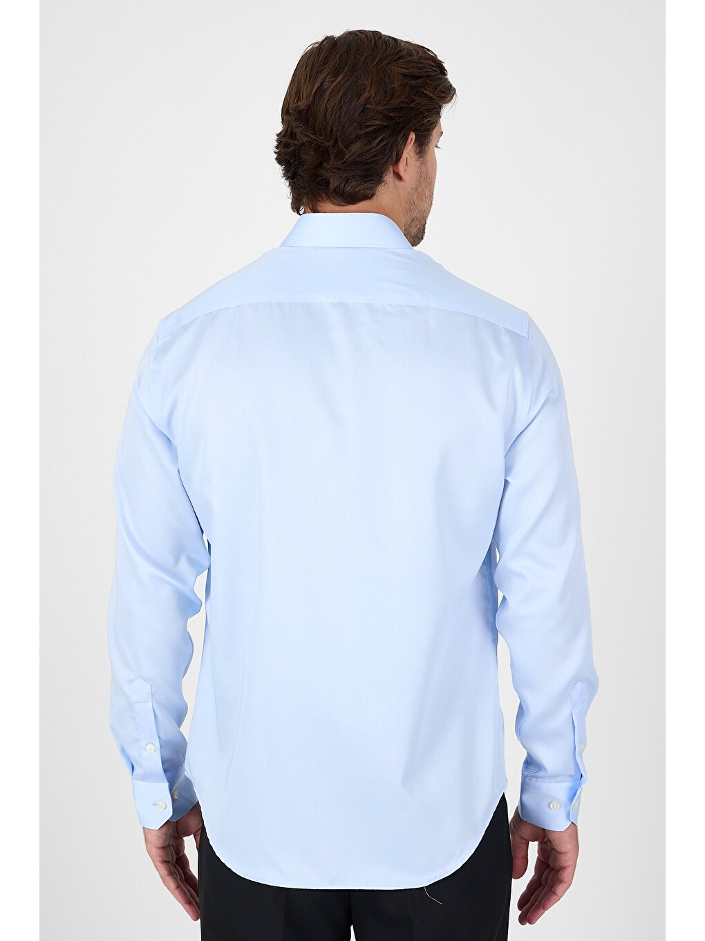 Koyu Mavi Uzun Kol İtalyan Yaka Cepsiz Non Iron Slim Fit %100 Pamuk Gömlek 1004250269-2