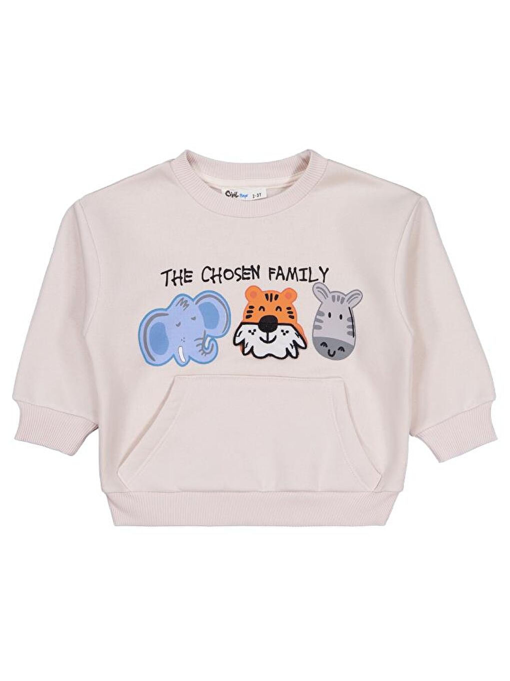Boys Üç Kafadar Baskılı-Nakışlı 2-5 Yaş Sweatshirt - Bej 2-3 Yaş