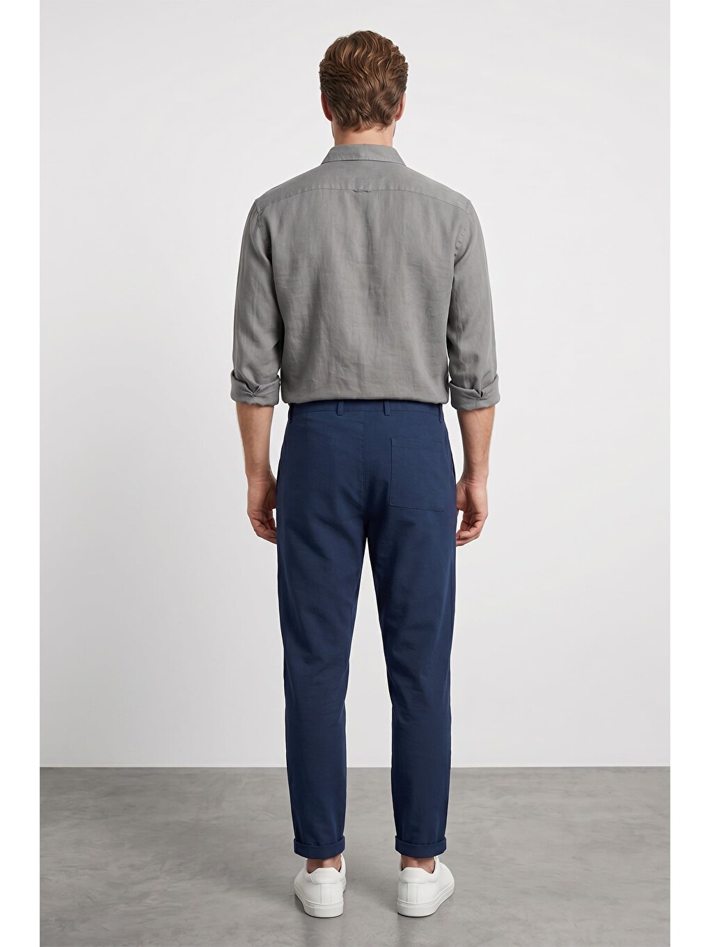 Lacivert Beli Bağlamalı Duble Paça Jogger Pantolon-2