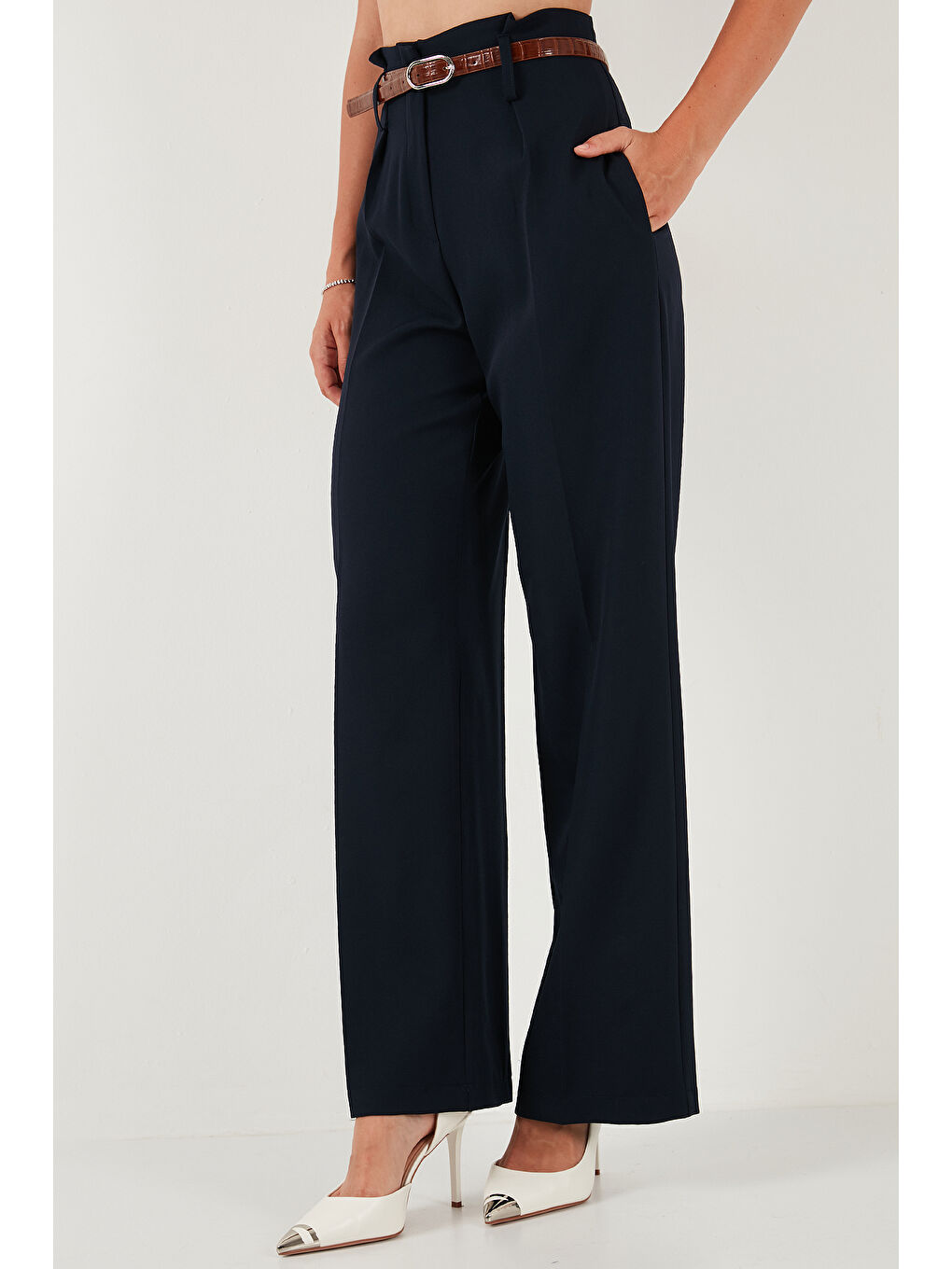 Lacivert Wide Leg Yüksek Bel Geniş Paça Palazzo Pantolon 65271262-4