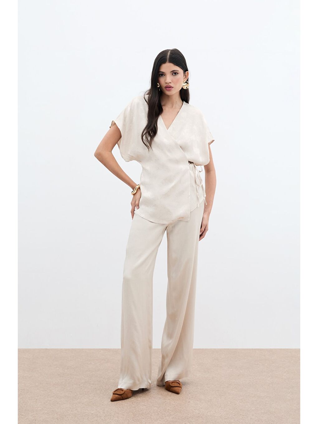 Cepli Bol Pantolon - Bej-1