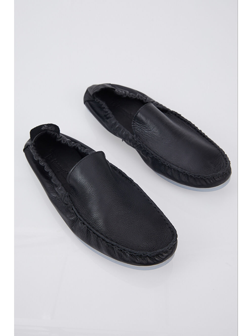 Erkek Siyah Arkası Lastikli Rahat Kalıp Hakiki Deri Loafer-3