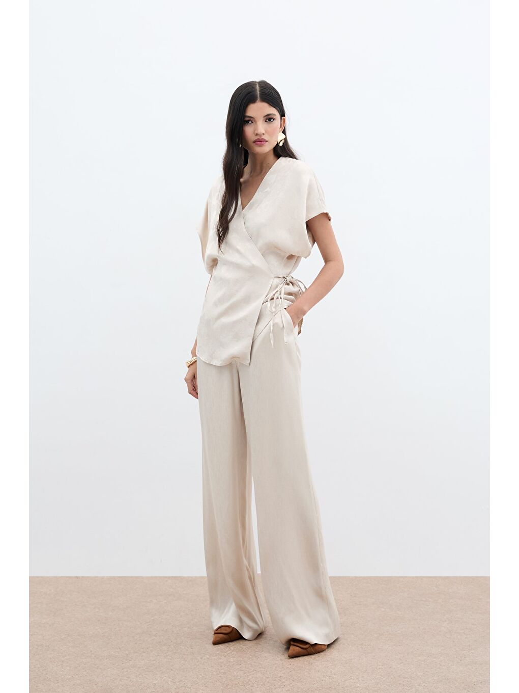 Cepli Bol Pantolon - Bej-2