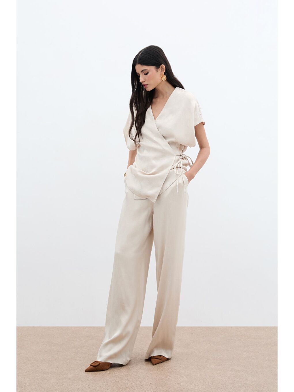 Cepli Bol Pantolon - Bej-3