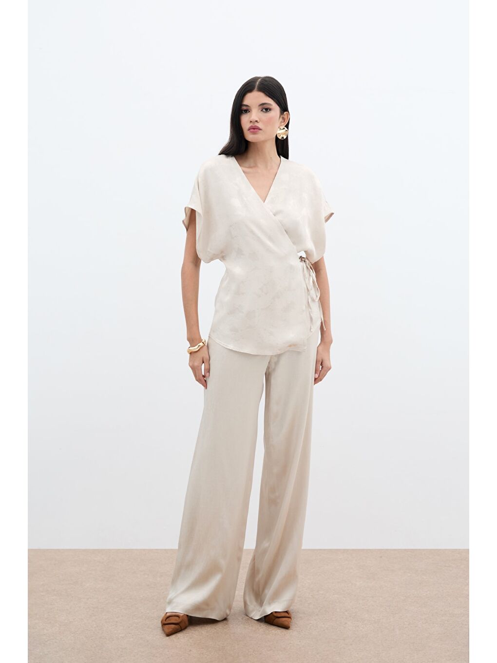 Cepli Bol Pantolon - Bej-4