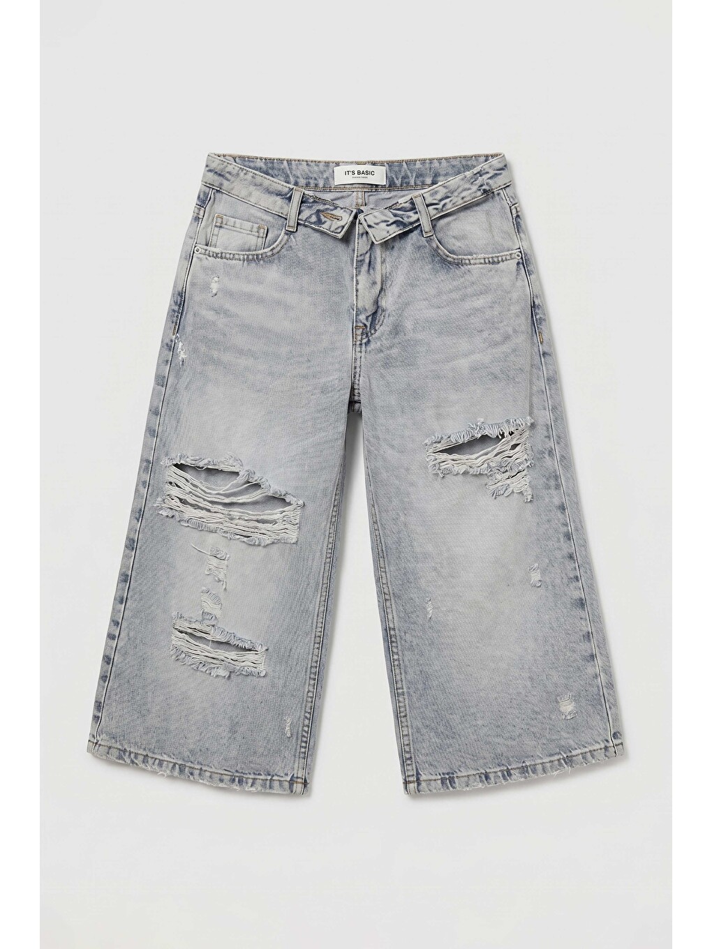 Mavi Kadın Jean Rengi 12s6-159 Straight Fit Maxi Bermuda Denim Şort-2