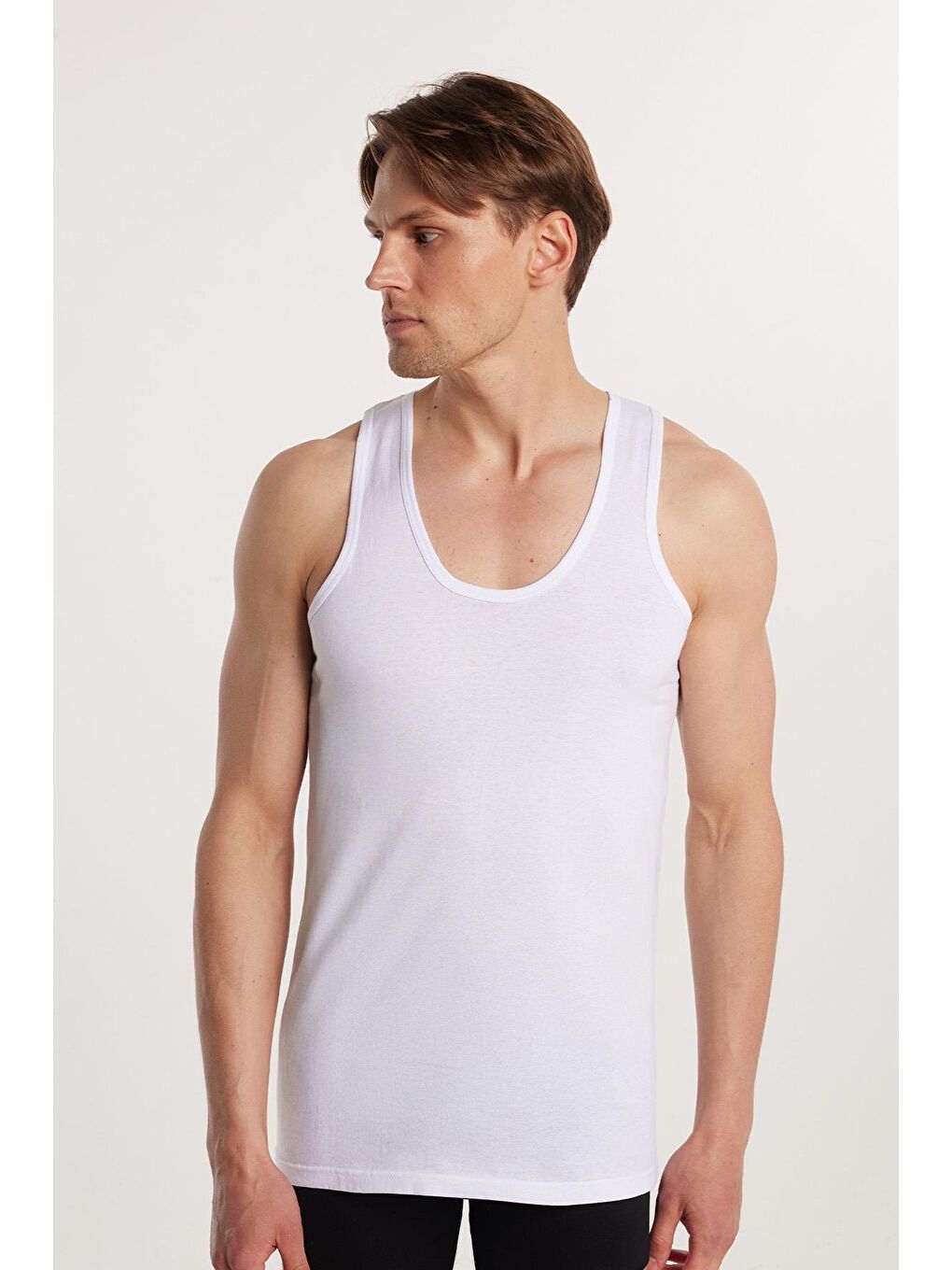 6 Adet Compact Penye Beyaz Erkek Atlet %100 Pamuk Standart Fit Normal Kesim 6'Lı Paket-1