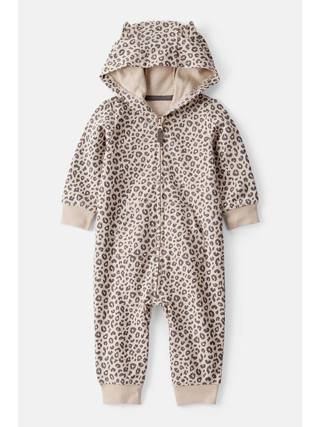 Kız Bebek Kahverengi Kapüşonlu Tulum-1