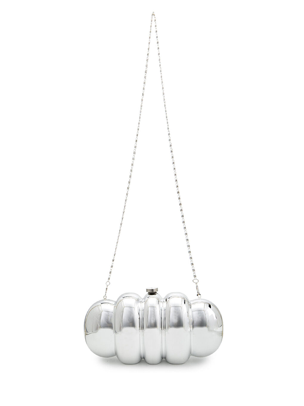 Gri Modern Tasarım Ayna Yüzeyli Clutch Kadın Abiye Çanta Mack Gümüş-2