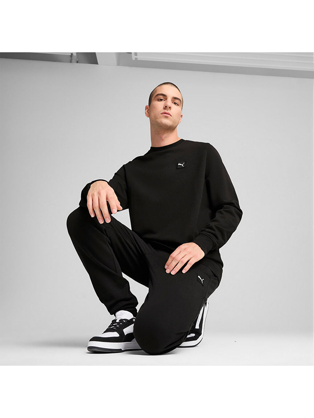 Essentials Elevated Crew Erkek Siyah Bisiklet Yaka Sweatshirt-2