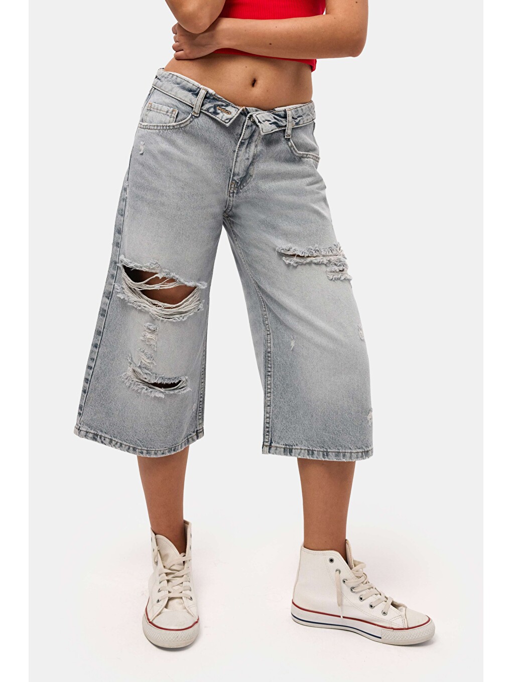 Mavi Kadın Jean Rengi 12s6-159 Straight Fit Maxi Bermuda Denim Şort-3