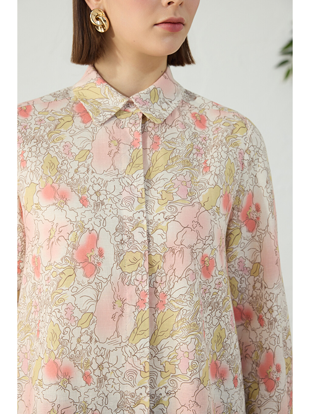 Pembe Pudra Desenli Tunik-5