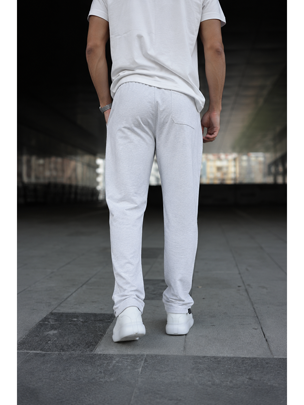Erkek Trend Baskılı A.gri Baggy Eşofman Altı-2