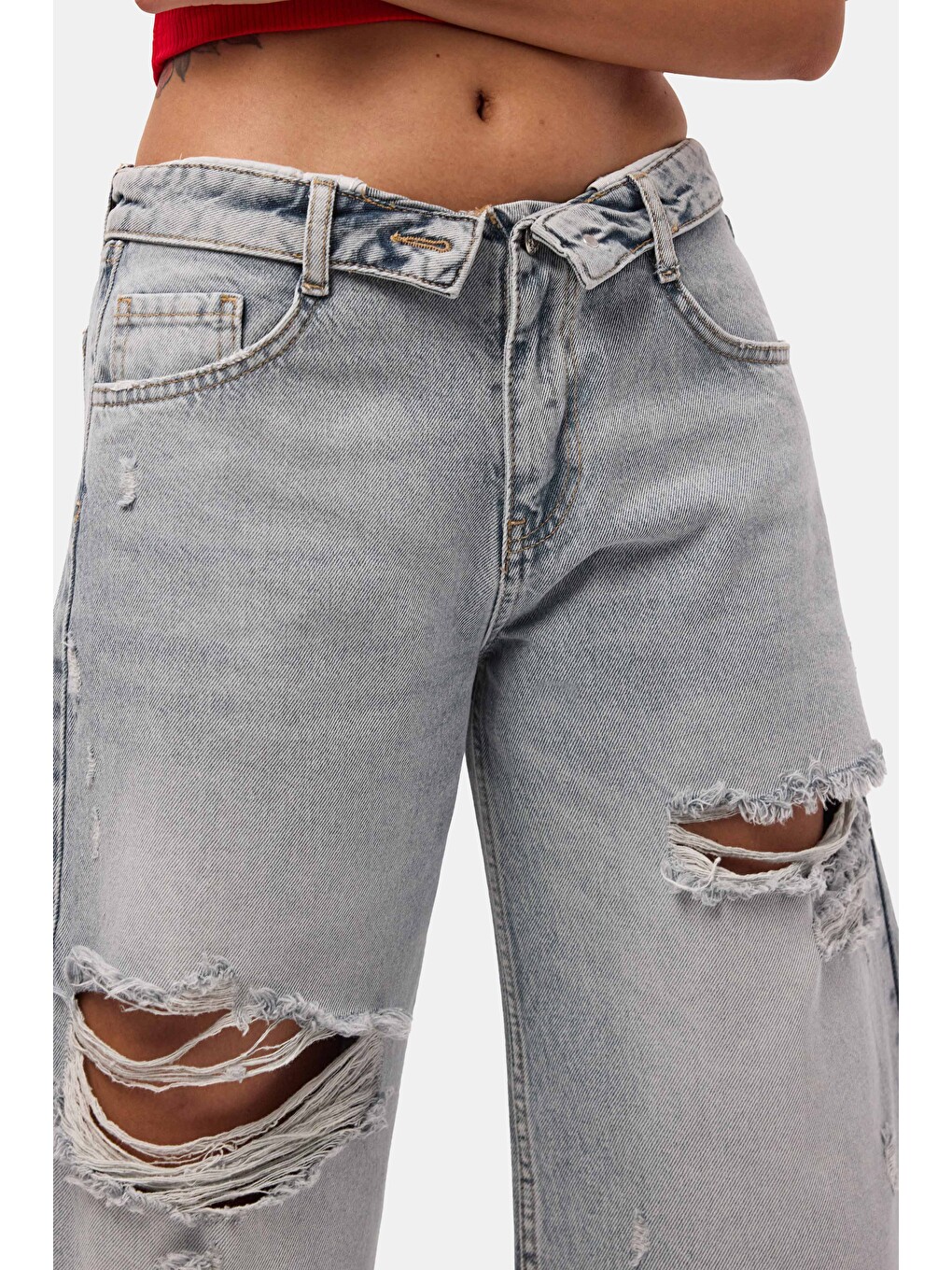Mavi Kadın Jean Rengi 12s6-159 Straight Fit Maxi Bermuda Denim Şort-4