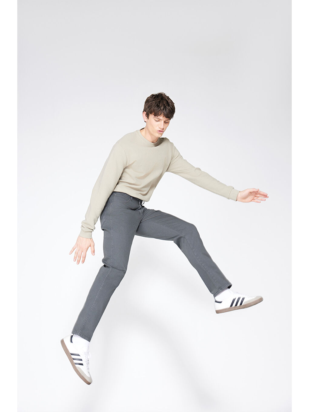 Texas Slim Fit Dar Kesim Normal Bel Antrasit Esnek Pantolon-1