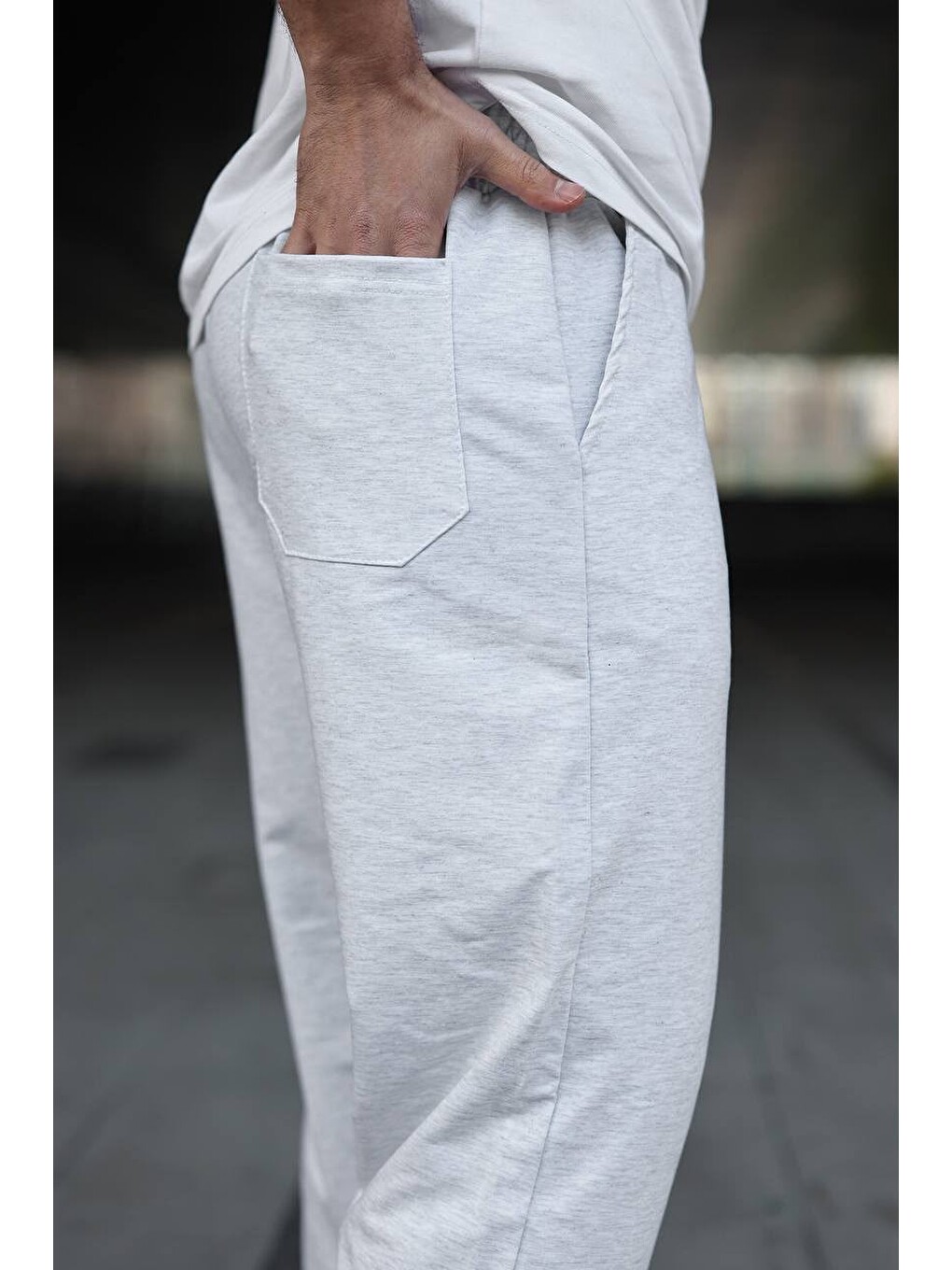 Erkek Trend Baskılı A.gri Baggy Eşofman Altı-4