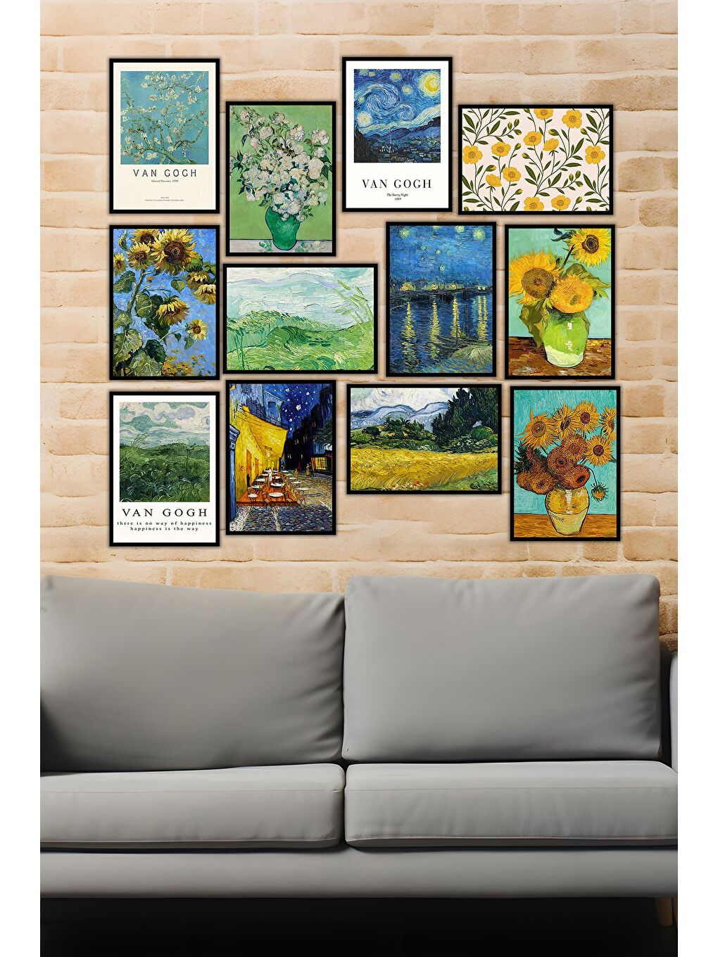 Beyaz 12 Parça Siyah Çerçeve Görünümlü Mdf Tablo Seti 15x20 cm - 12ARTAVESSA4