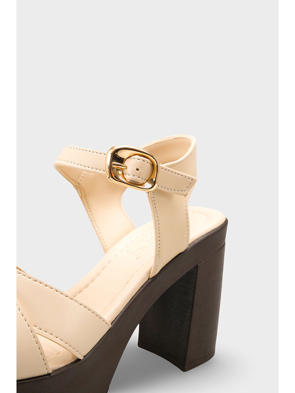 Bej Sheilah Platform Çapraz Bantlı Bilekten Bantlı Kadın Topuklu Ayakkabı-2
