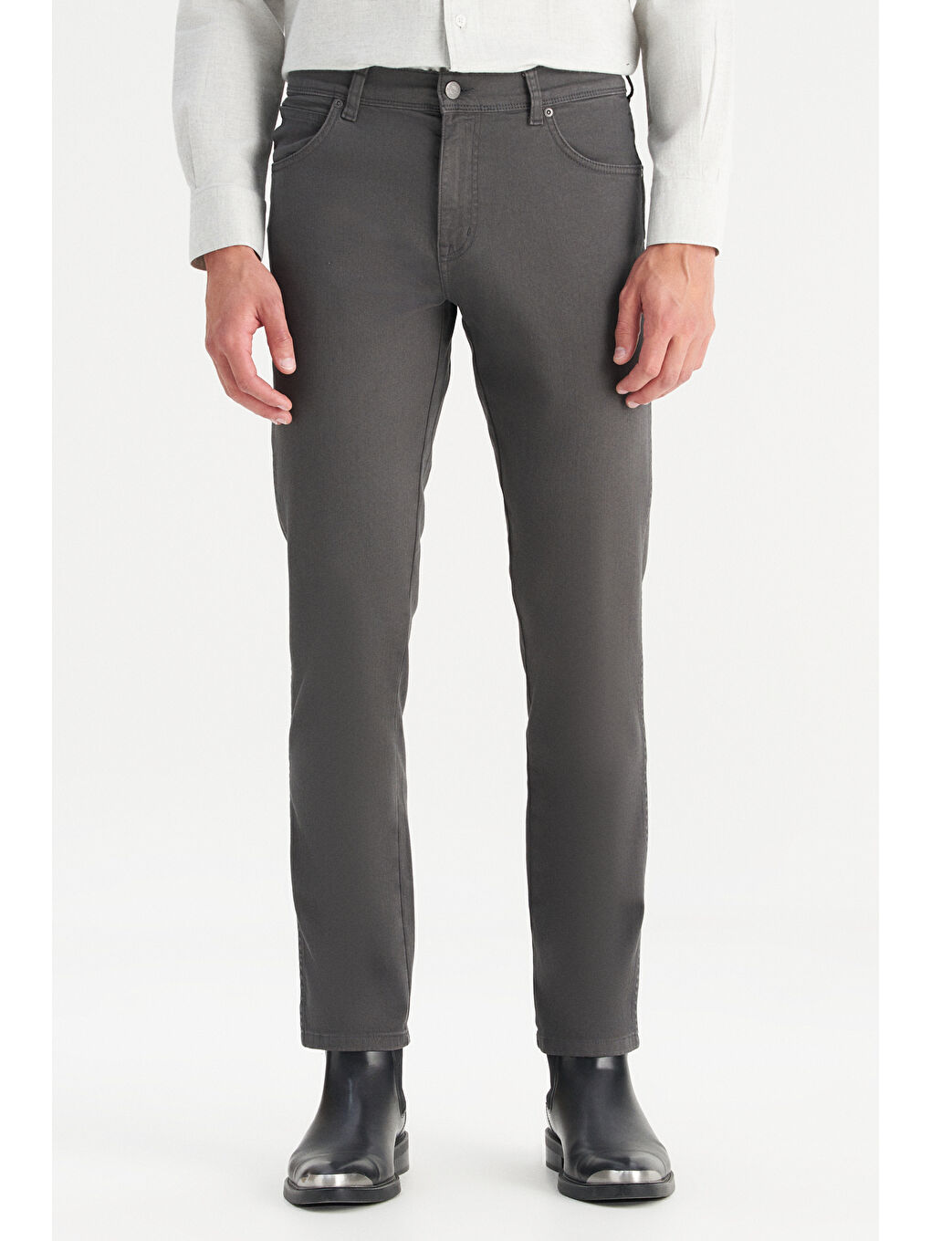 Texas Slim Fit Dar Kesim Normal Bel Antrasit Esnek Pantolon