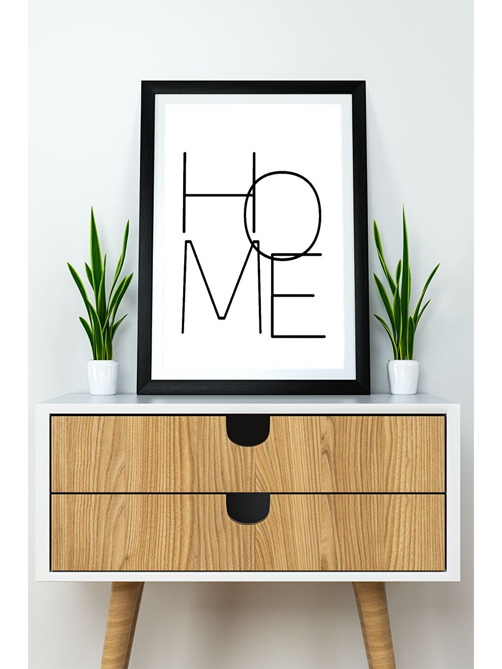 Beyaz Tek Parça Çerçeve Görünümlü Yazılı Mdf Tablo "Home" - 20x30 cm