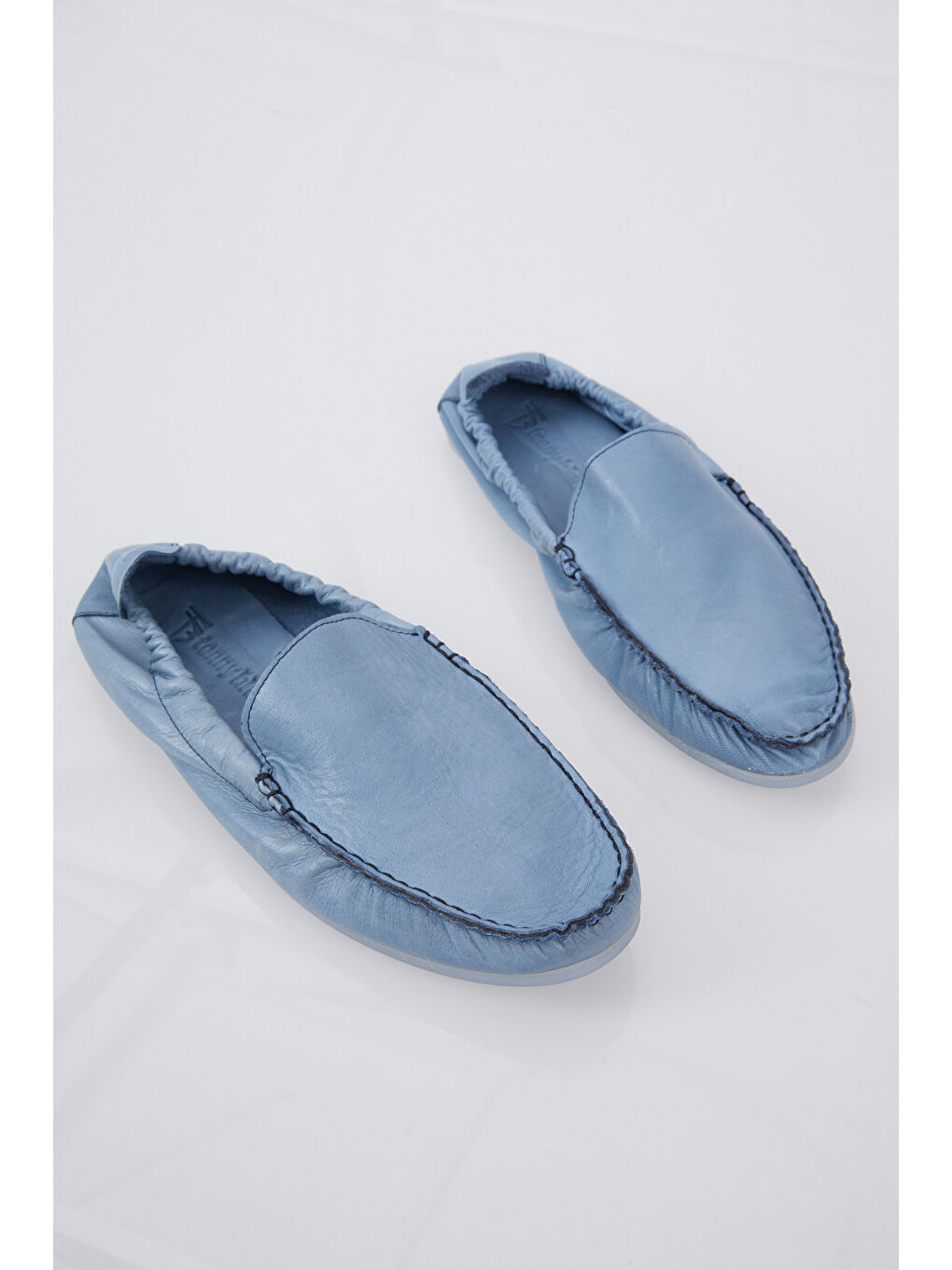 Erkek Mavi Arkası Lastikli Rahat Kalıp Hakiki Deri Loafer-2
