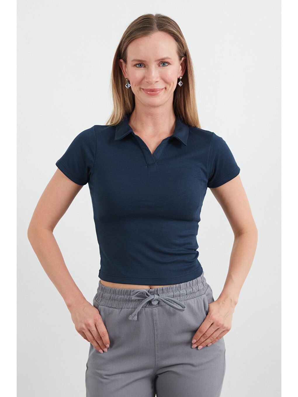 Lacivert Basic Polo Yaka Tişört