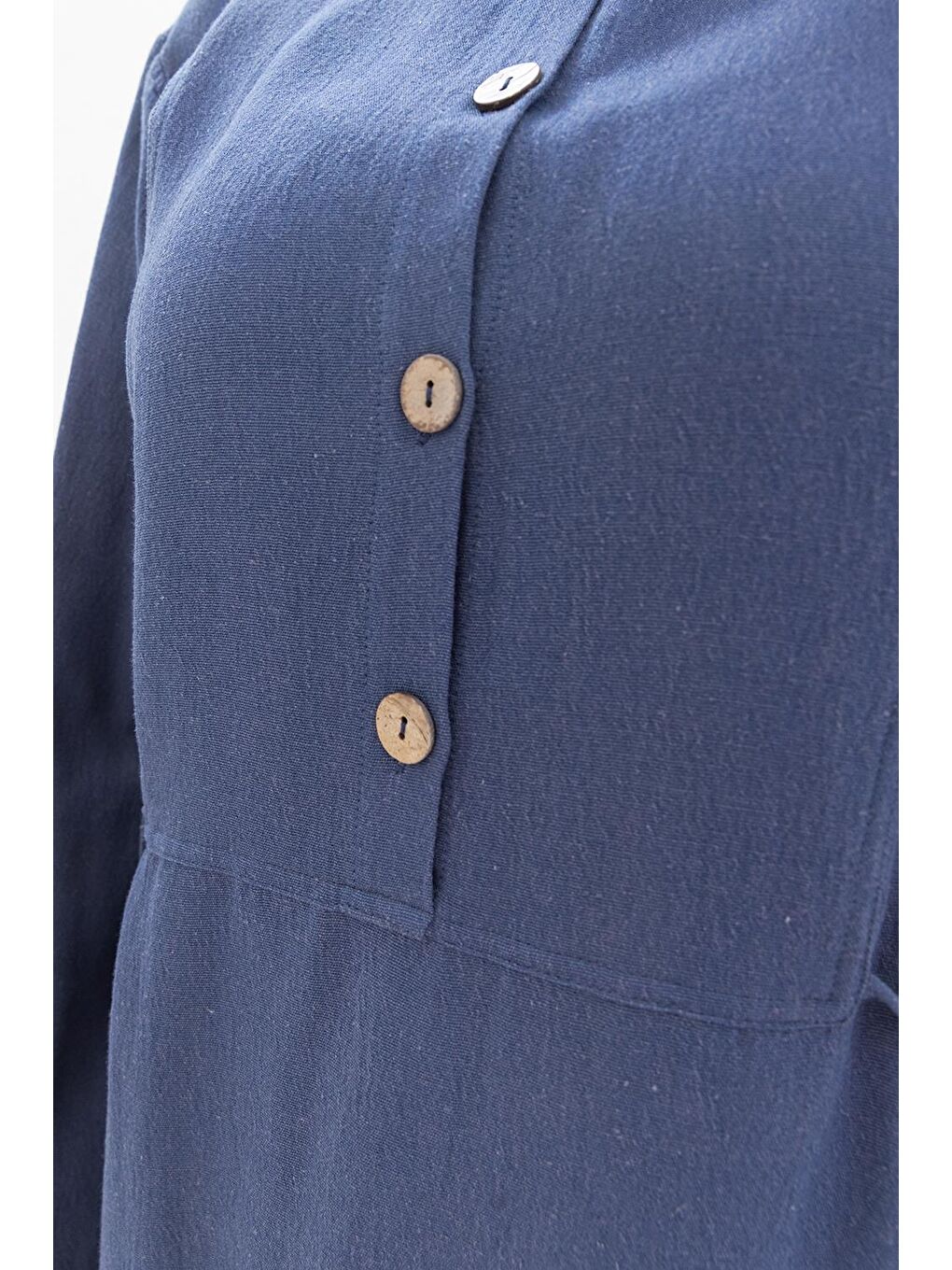 İndigo-Bağlama Detaylı Pantolonlu Takım-3