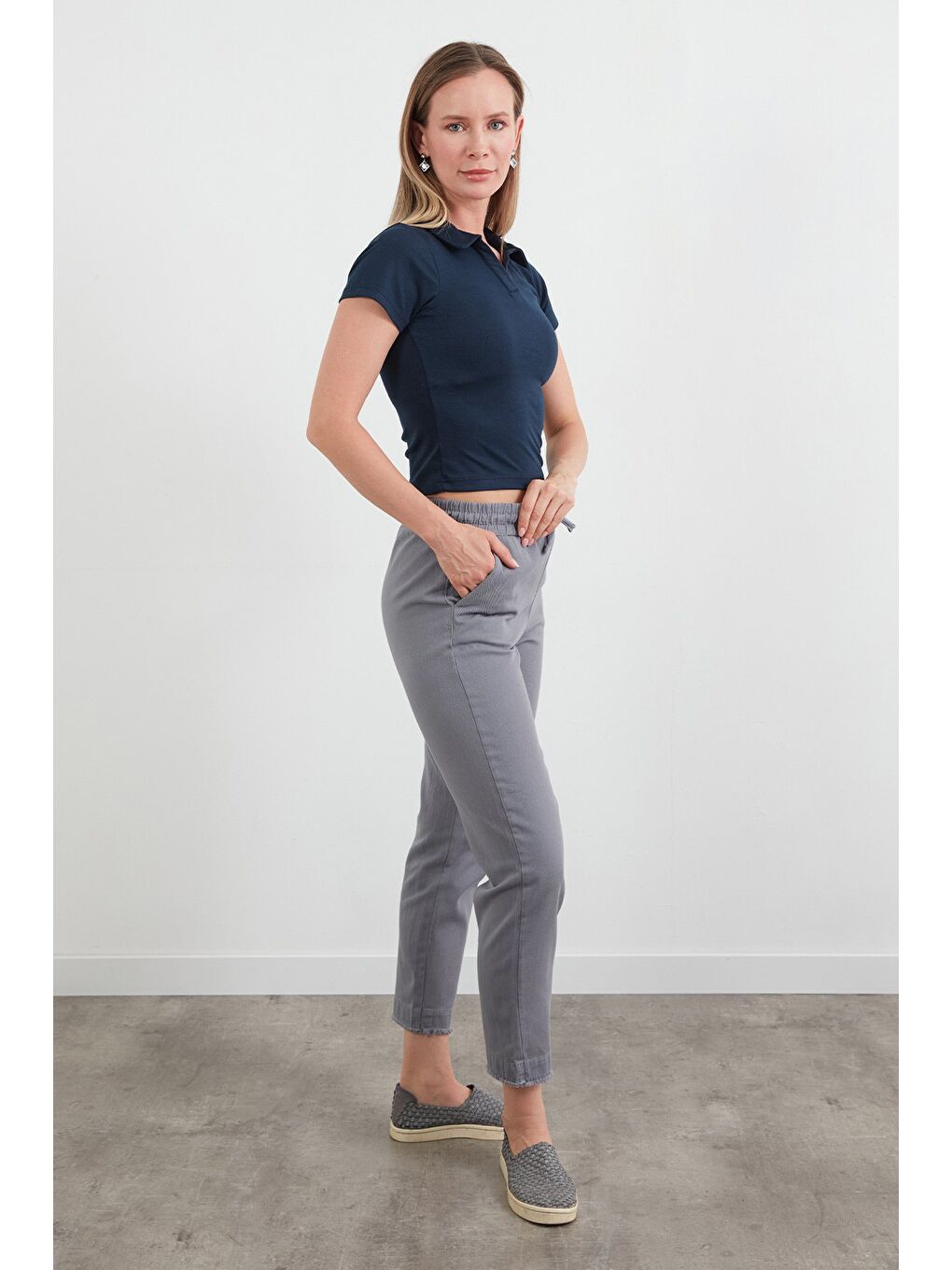 Lacivert Basic Polo Yaka Tişört-2