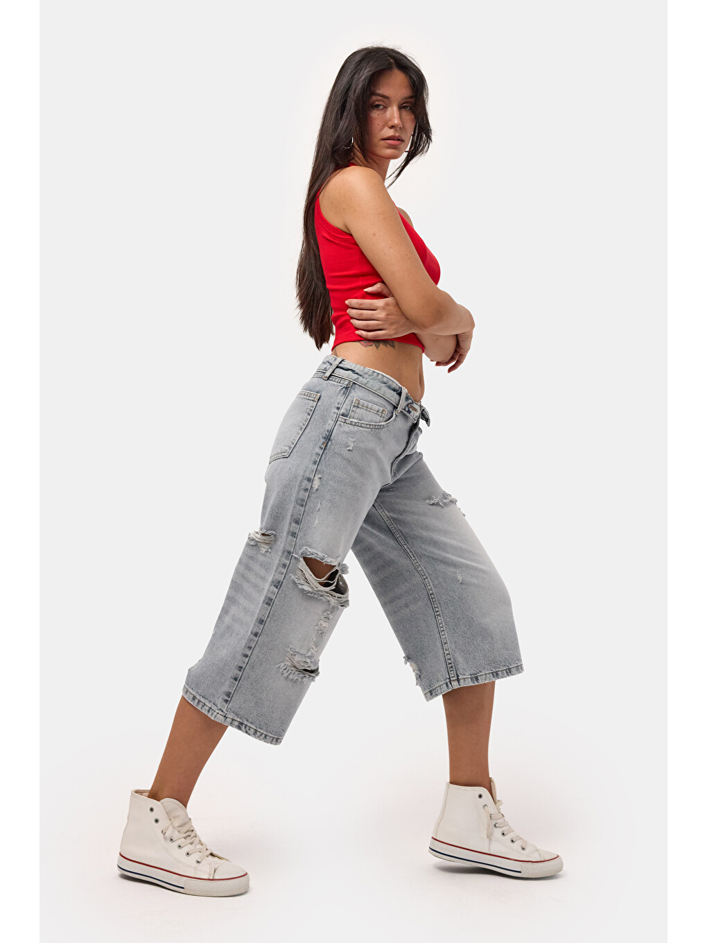 Mavi Kadın Jean Rengi 12s6-159 Straight Fit Maxi Bermuda Denim Şort-6