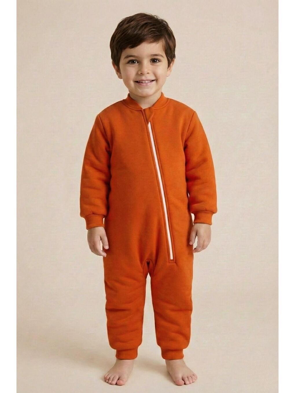 Kahverengi Unisex Çocuk Elyaf Dolgulu Uyku Tulumu - Kiremit