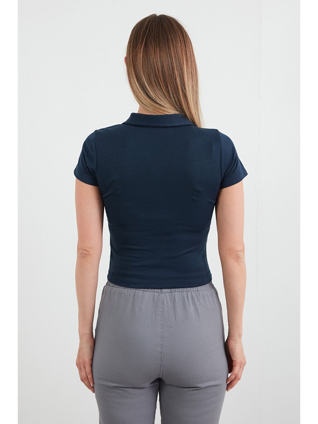 Lacivert Basic Polo Yaka Tişört-3