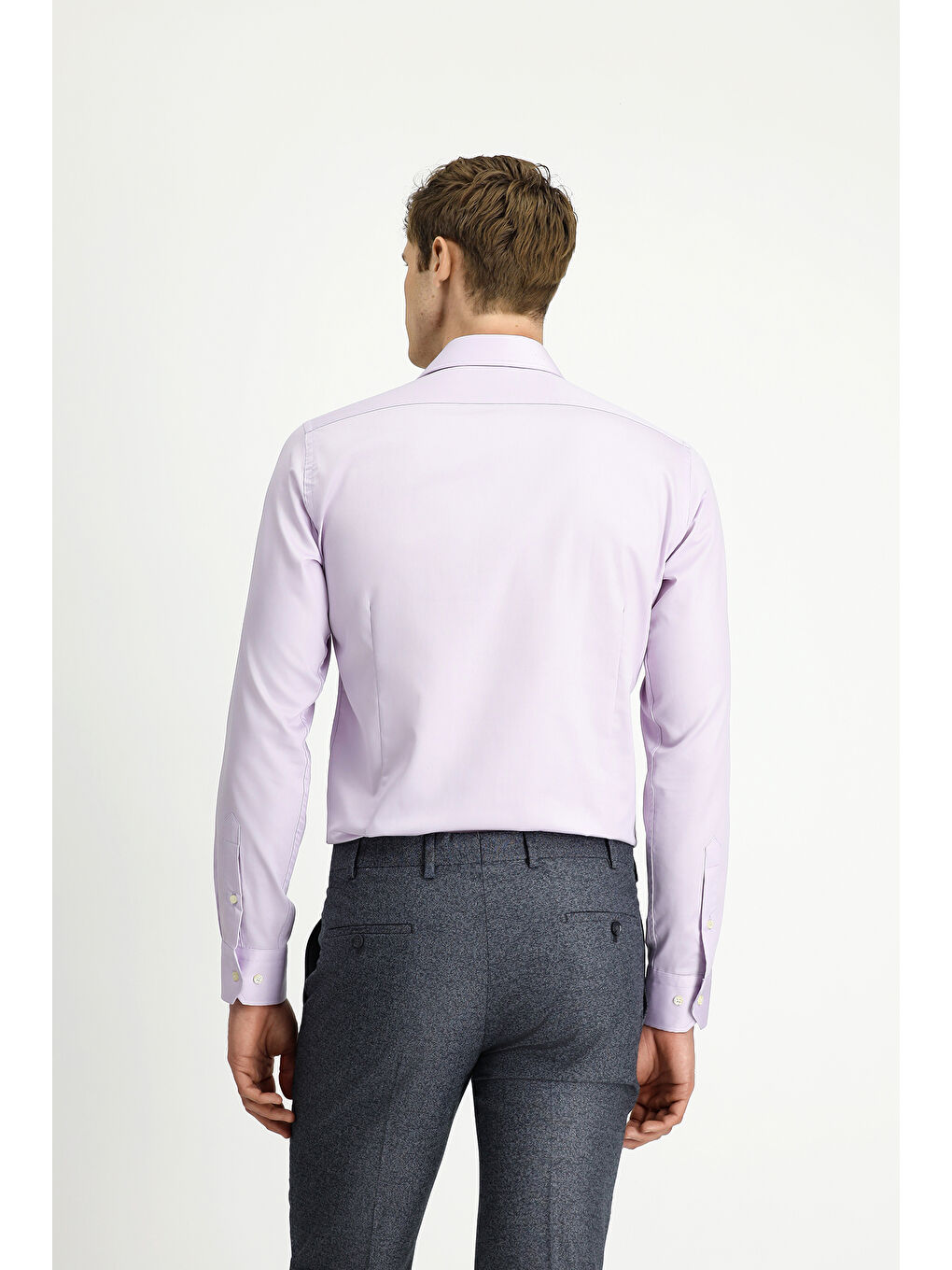 Lila Uzun Kol Slim Fit Dar Kesim Pamuk Oxford %100 Pamuk Gömlek-3
