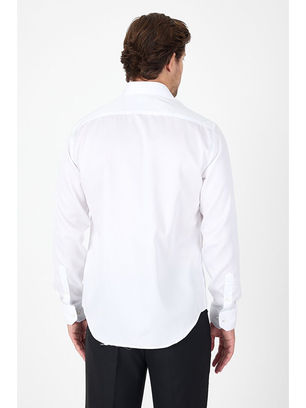 Beyaz Uzun Kol İtalyan Yaka Cepsiz Non Iron Slim Fit %100 Pamuk Gömlek 1004250269