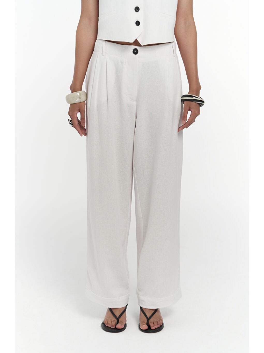 Anka Keten Beyaz Yelek Pantolon Takım-6