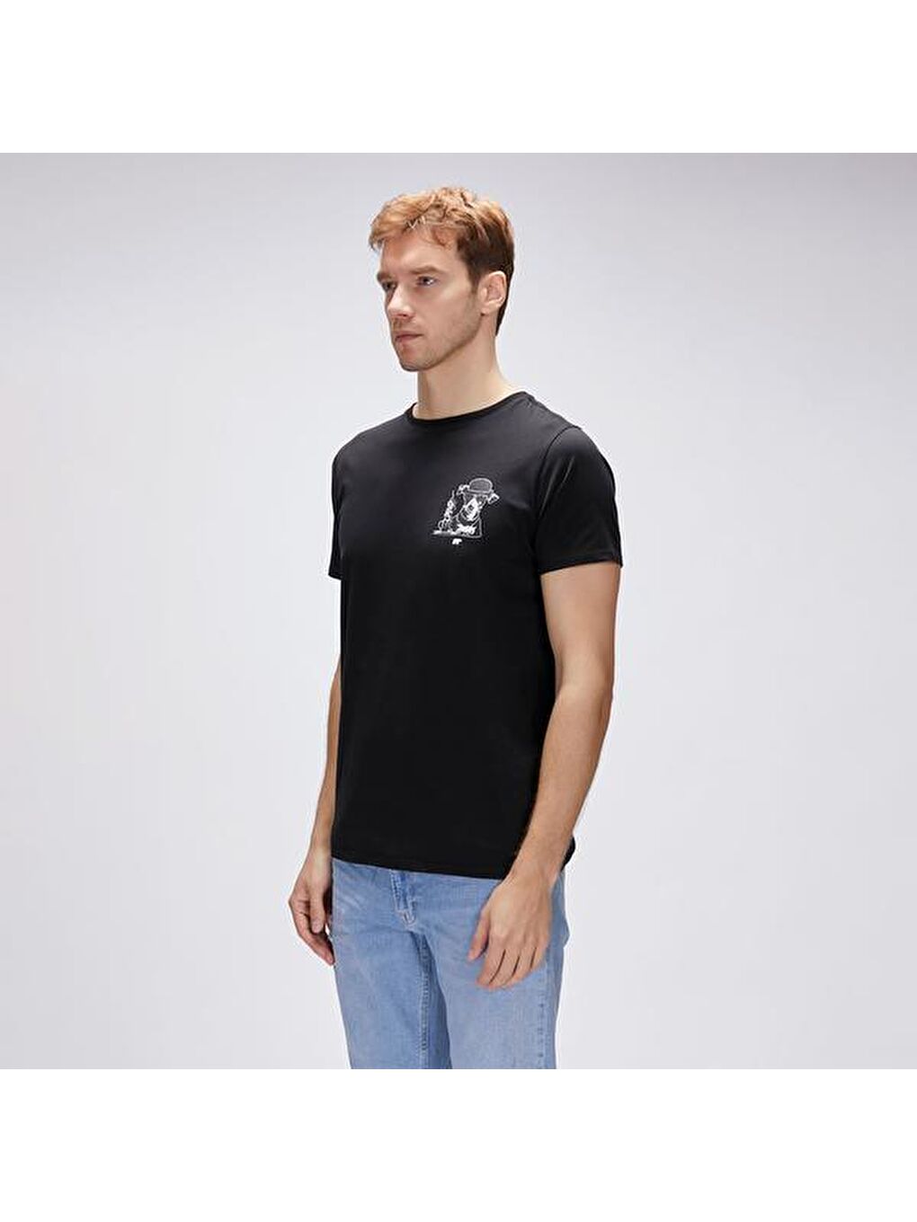 Duggie Erkek Siyah Yuvarlak Yaka Tişört-1