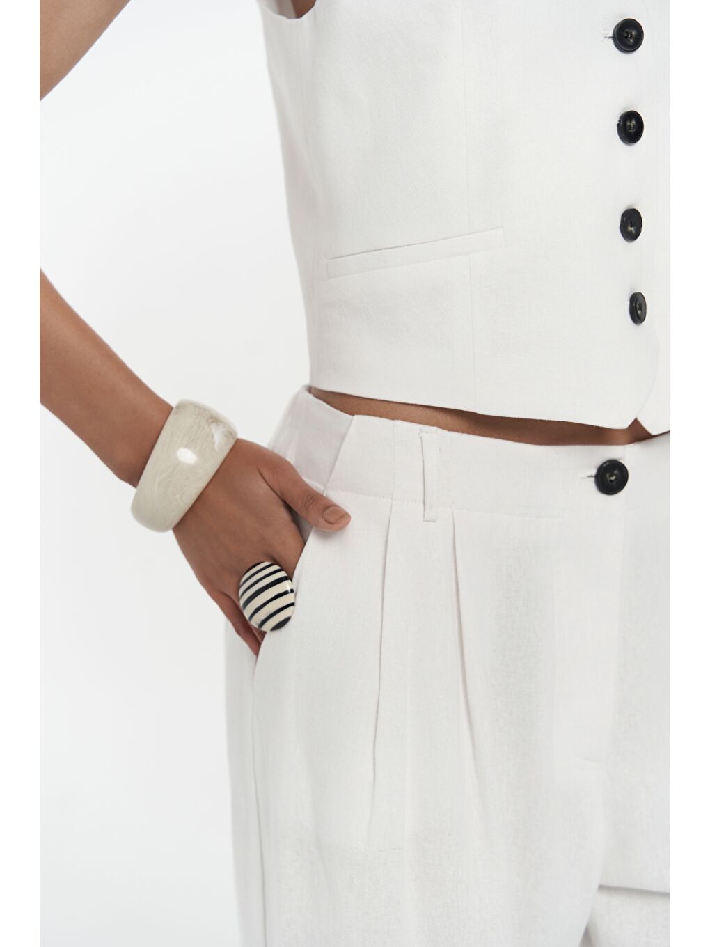 Anka Keten Beyaz Yelek Pantolon Takım-7