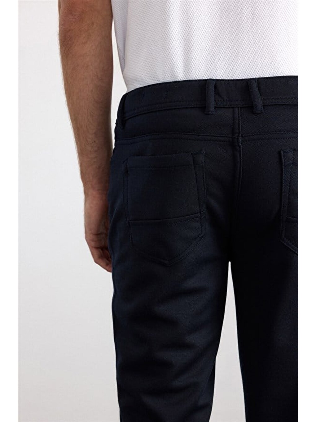 Lacivert Slim Karışık Desen Armürlü Normal Bel Casual Pantolon-3