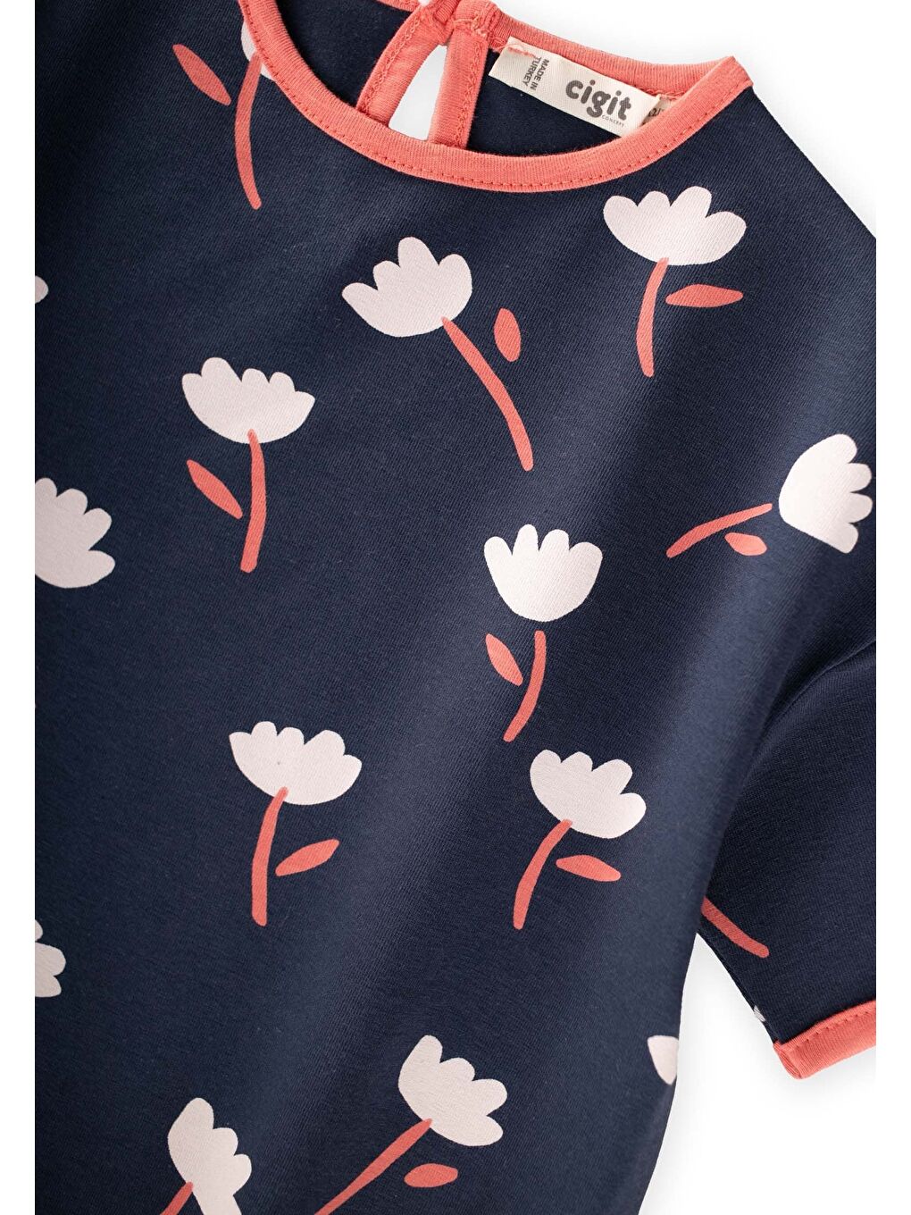 Desenli Oversize Şortlu Takım 1-7 Yaş Lacivert-2