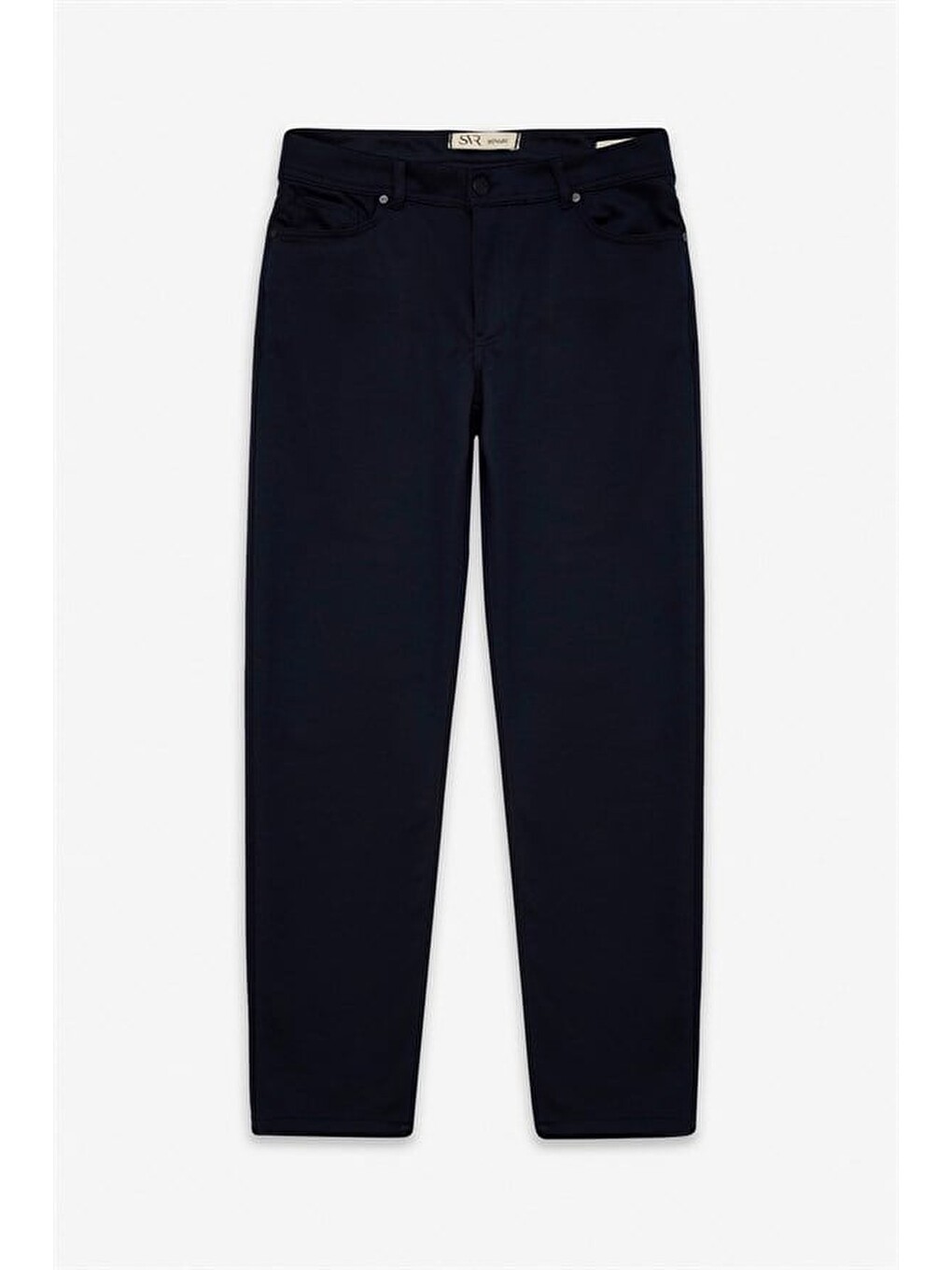Lacivert Slim Karışık Desen Armürlü Normal Bel Casual Pantolon-5