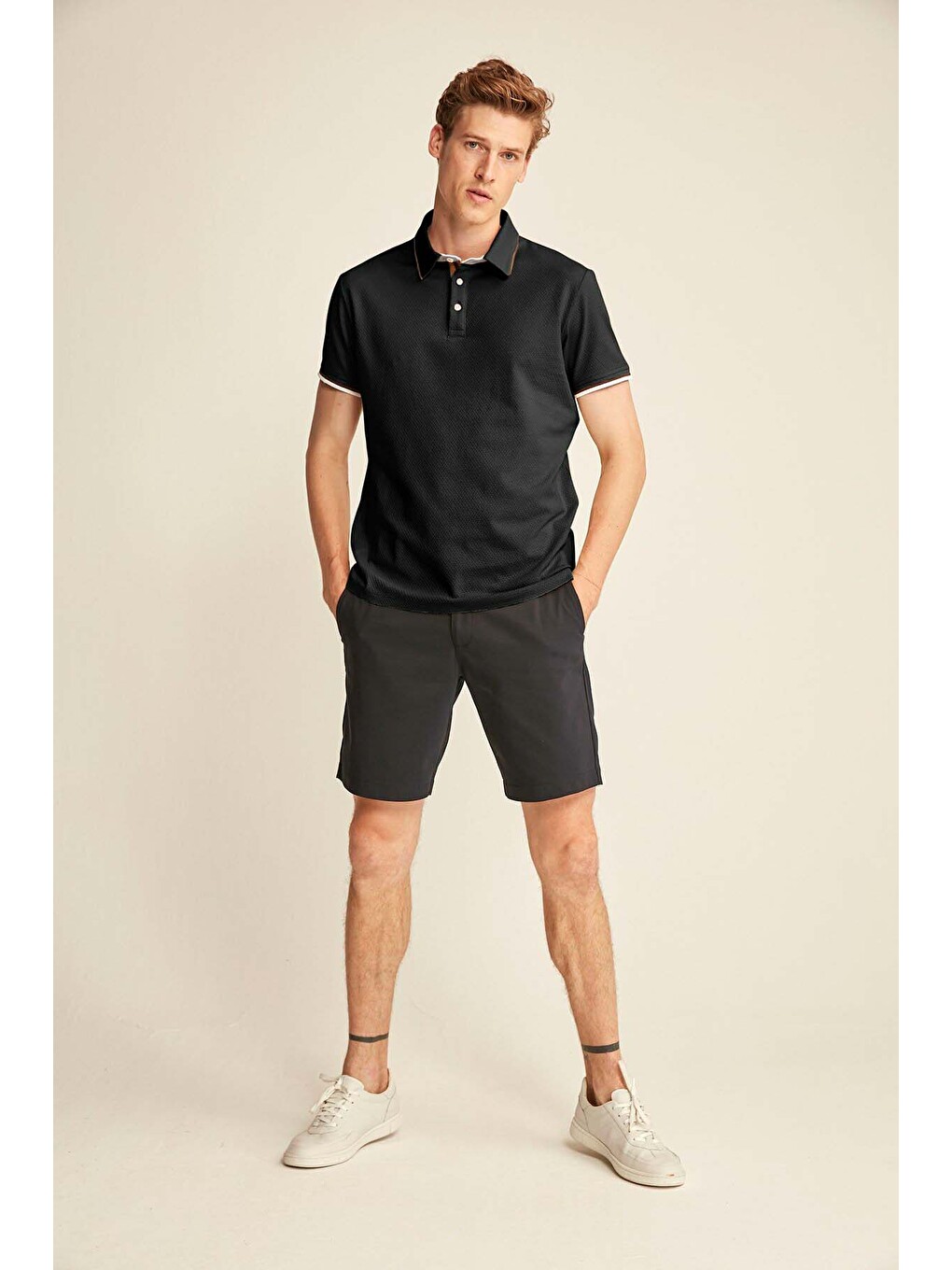 Erkek Slim Fit Siyah Polo Yaka Tişört-3