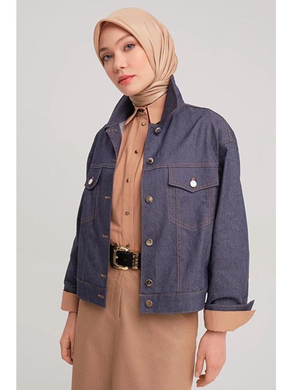 Kısa Denim Ceket 24Y5405 Lacivert-3