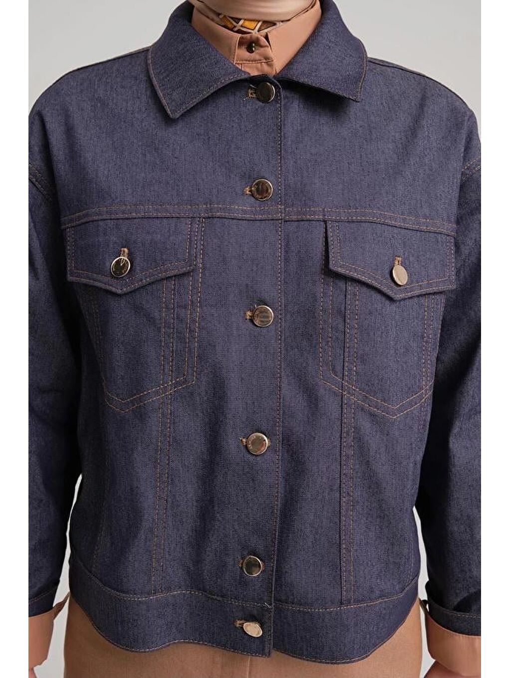Kısa Denim Ceket 24Y5405 Lacivert-4