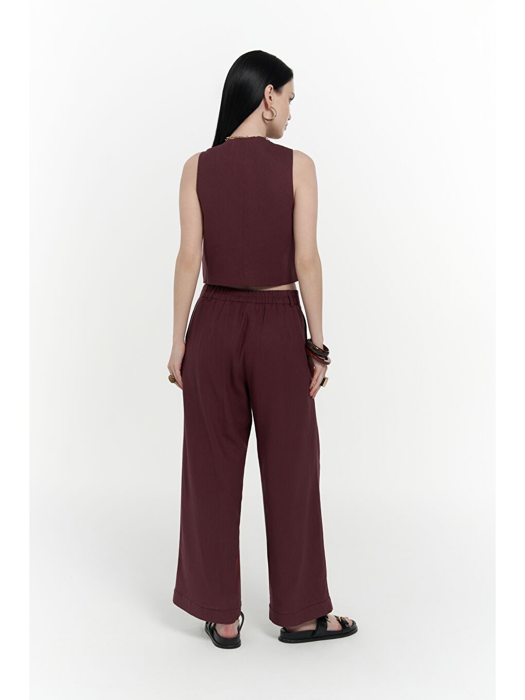 Anka Keten Bordo Yelek Pantolon Takım-4