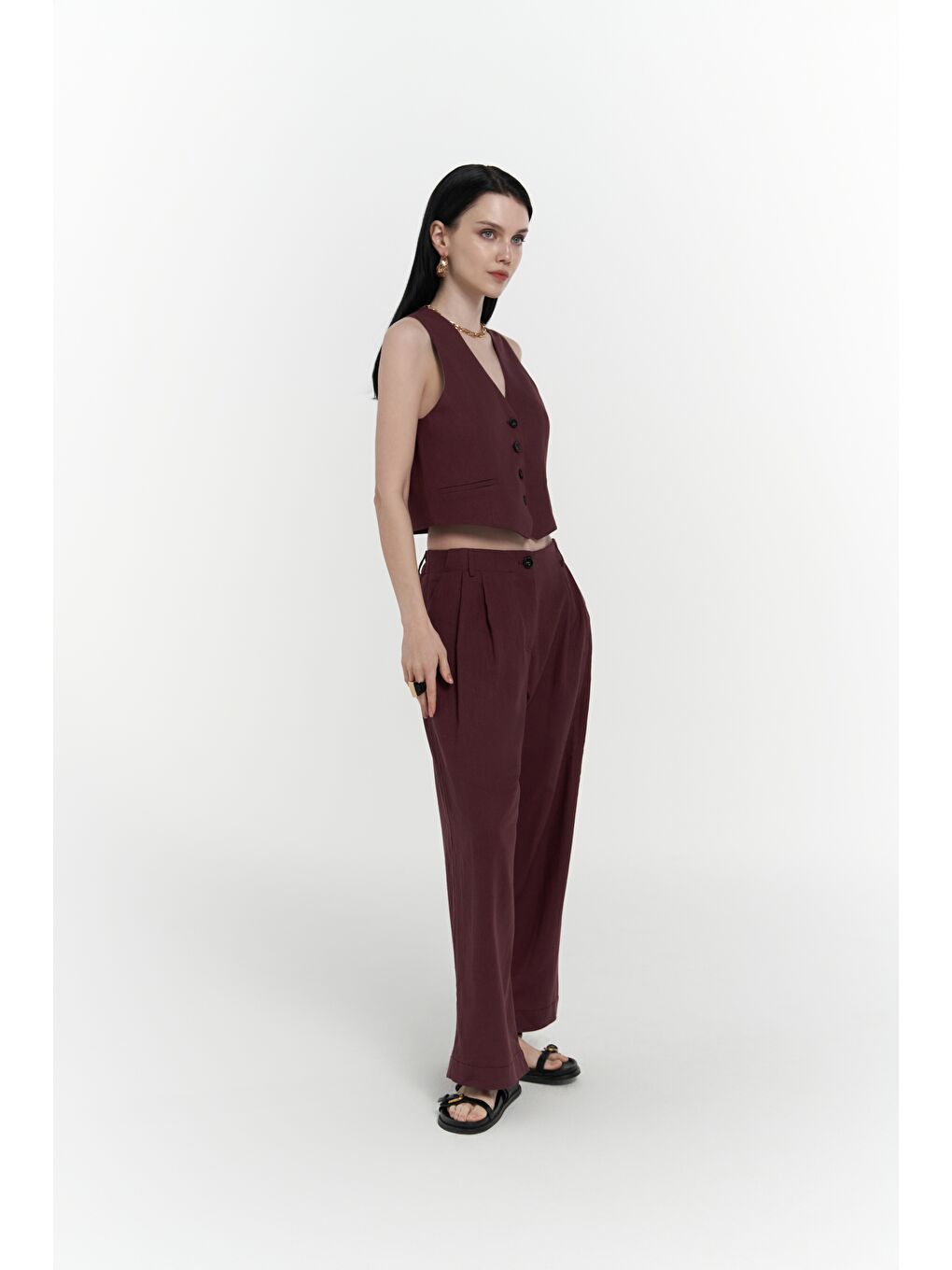 Anka Keten Bordo Yelek Pantolon Takım-5