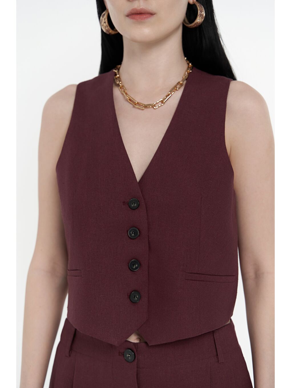 Anka Keten Bordo Yelek Pantolon Takım-6