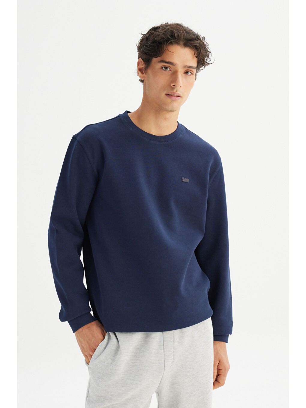Regular Fit Normal Kesim Bisiklet Yaka Baskılı Lacivert Sweatshirt-2