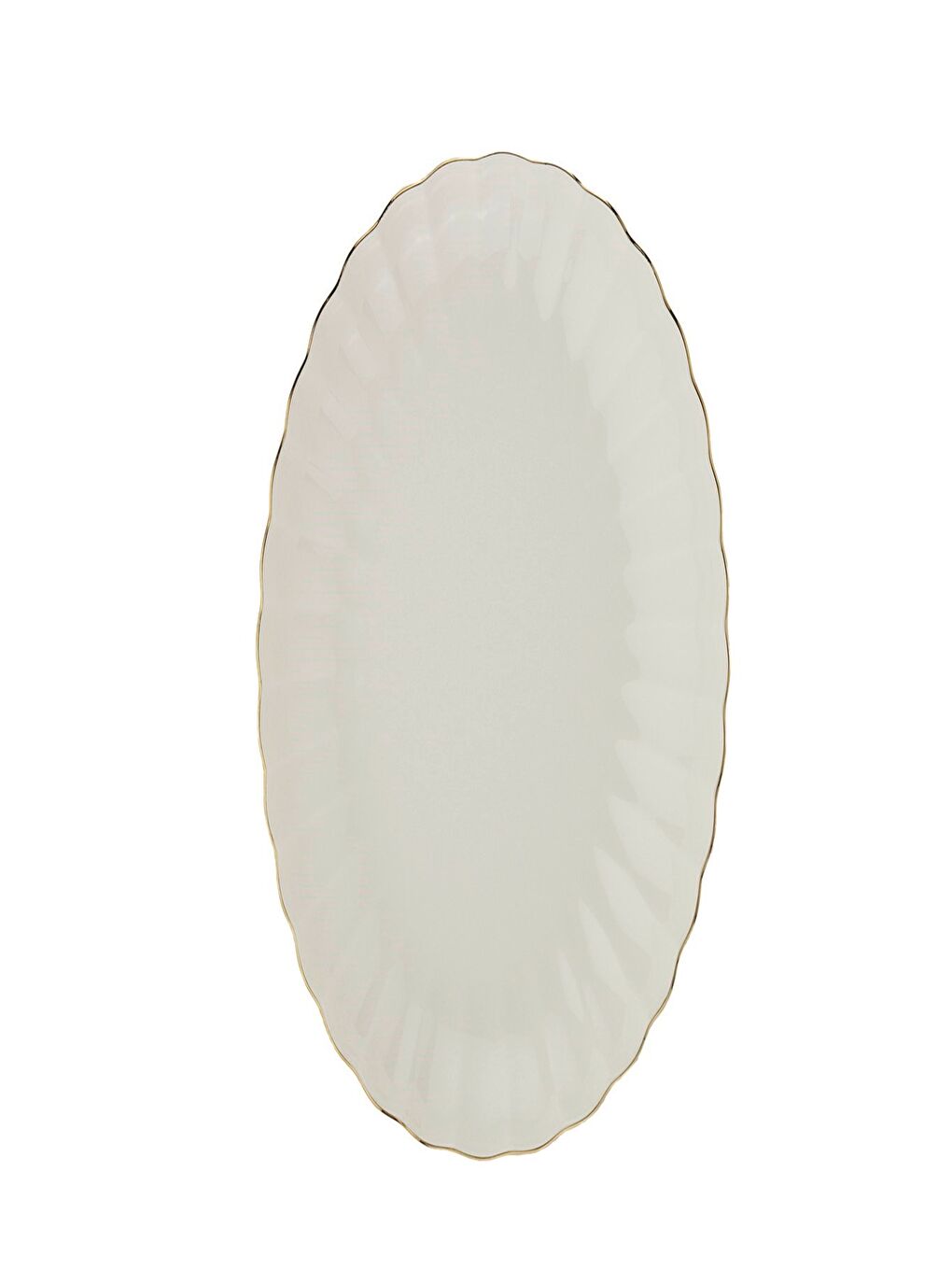 Ekru Bone Luz Altın File Kayık Tabak 27x19cm Tekli BNLZF28KY20