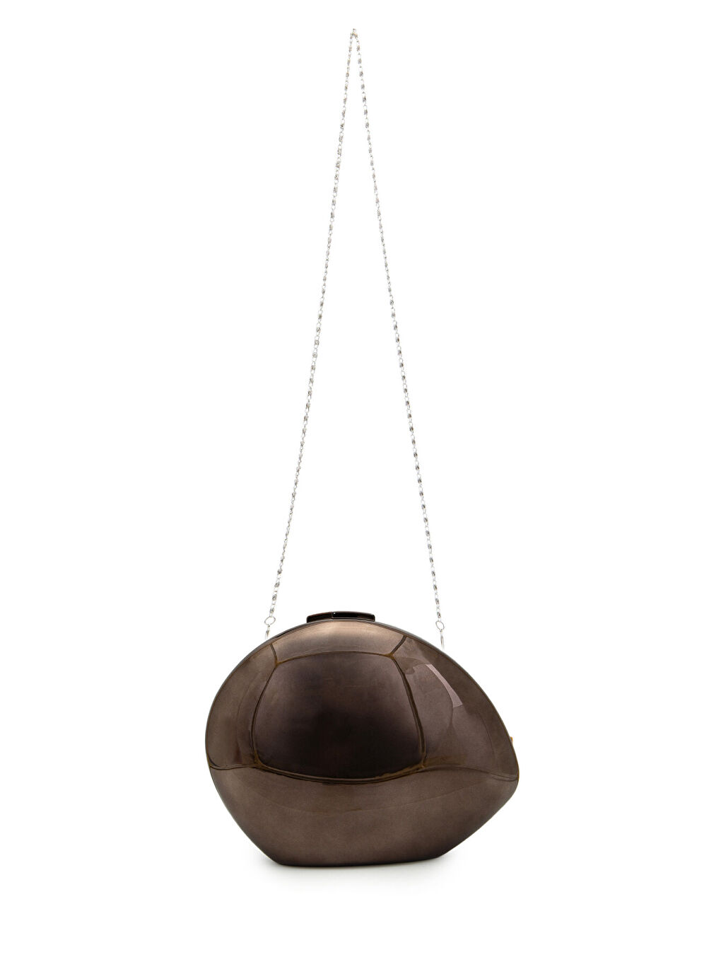 Ayna Yüzeyli Oval Form Clutch Kadın Abiye Çanta Delhi Antrasit-2